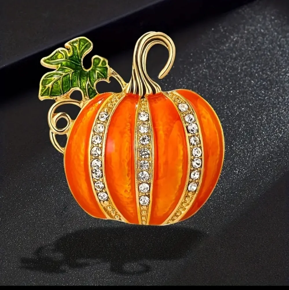 Halloween Pumpkin Brooch Enamel Pin Backpack Lapel Pin, Rhinestones
